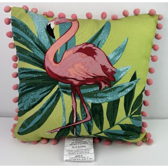 Allen +‎ Roth Indoor/Outdoor Pillows Set Of 2 Flamingo & Watermelon Colorful EUC - Picture 2 of 12
